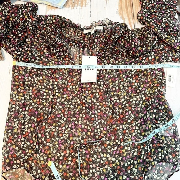 Joie Epworth Long Sleeve Sheer Button Blouse Black Caviar Size XXS - Picture 9 of 12